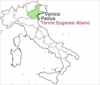 Map of Italy showing Terme Euganee Abano